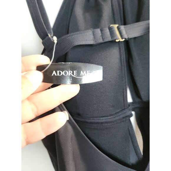 NWT Adore Me Black High Neck Open Front/Racer Back 1 Piece Swimsuit size Large - Picture 5 of 6